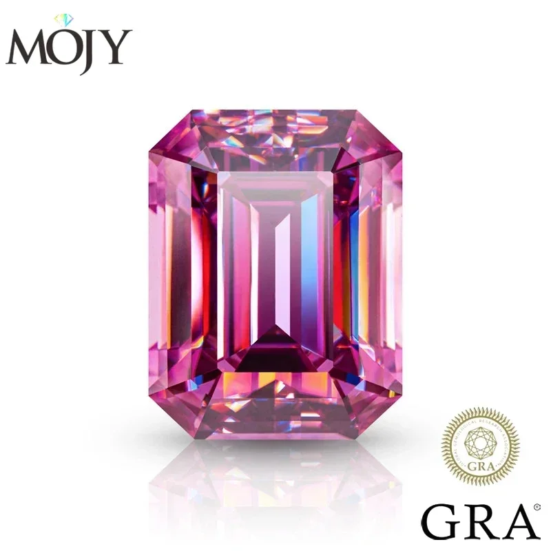 

MOJY Pink Color Moissanite Loose Stone Emerald Cut 0.5~10.0ct Gemstone Pass Diamond Tester with GRA Certificate for Fine Jewelry