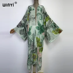 Afryka WINYI gorąca złocenie perspektywa seksowna sukienka plażowa narzuta na strój kąpielowy kardigan w stylu Boho eleganckie wakacje z długim rękawem Kimono