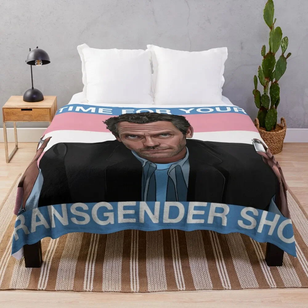 Dr. House Trans Flag Throw Blanket Picnic sofa bed Camping Luxury Brand Blankets