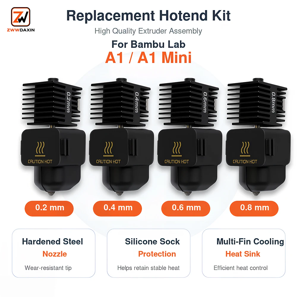 Upgrade 2.0 Gehärtete Stahl-Hotend-Düse Ersatzteile Kompatibel mit Bambu Lab A1 A1 Mini A2L 3D-Drucker – Detail 1