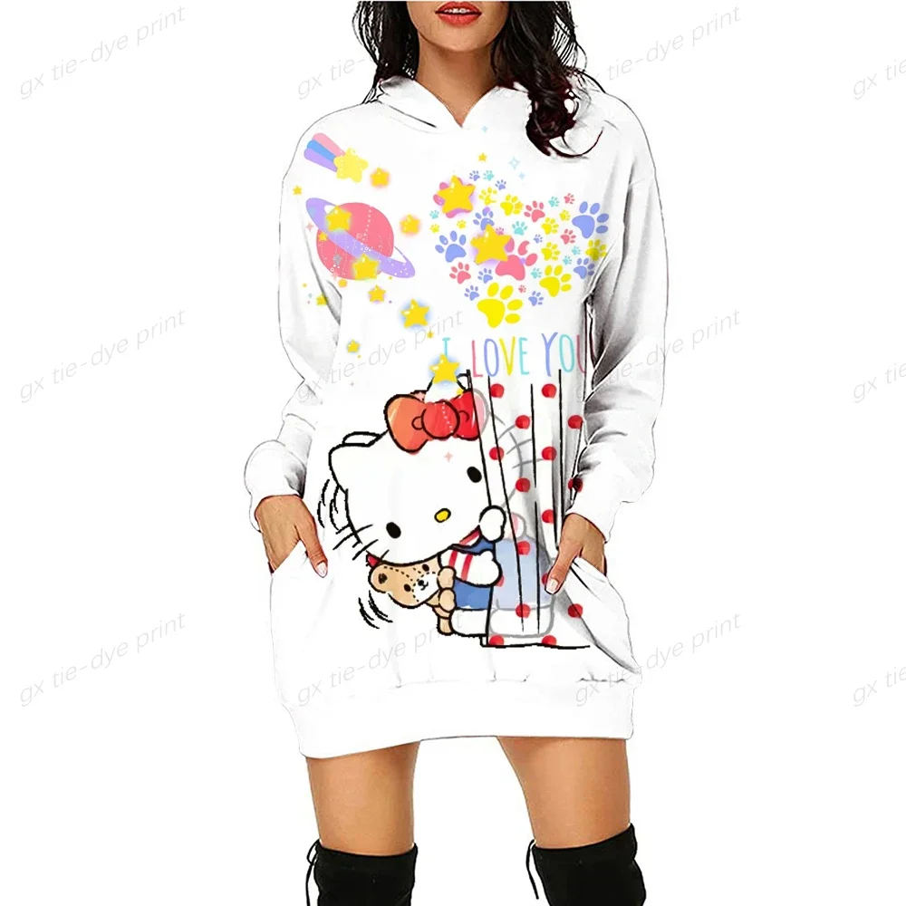 Original Design HELLO KITTY Hoodie Printed Anime Spice Hoodie Cartoon Top Versatile Sweatshirt Fashion Hoodie Dress Women