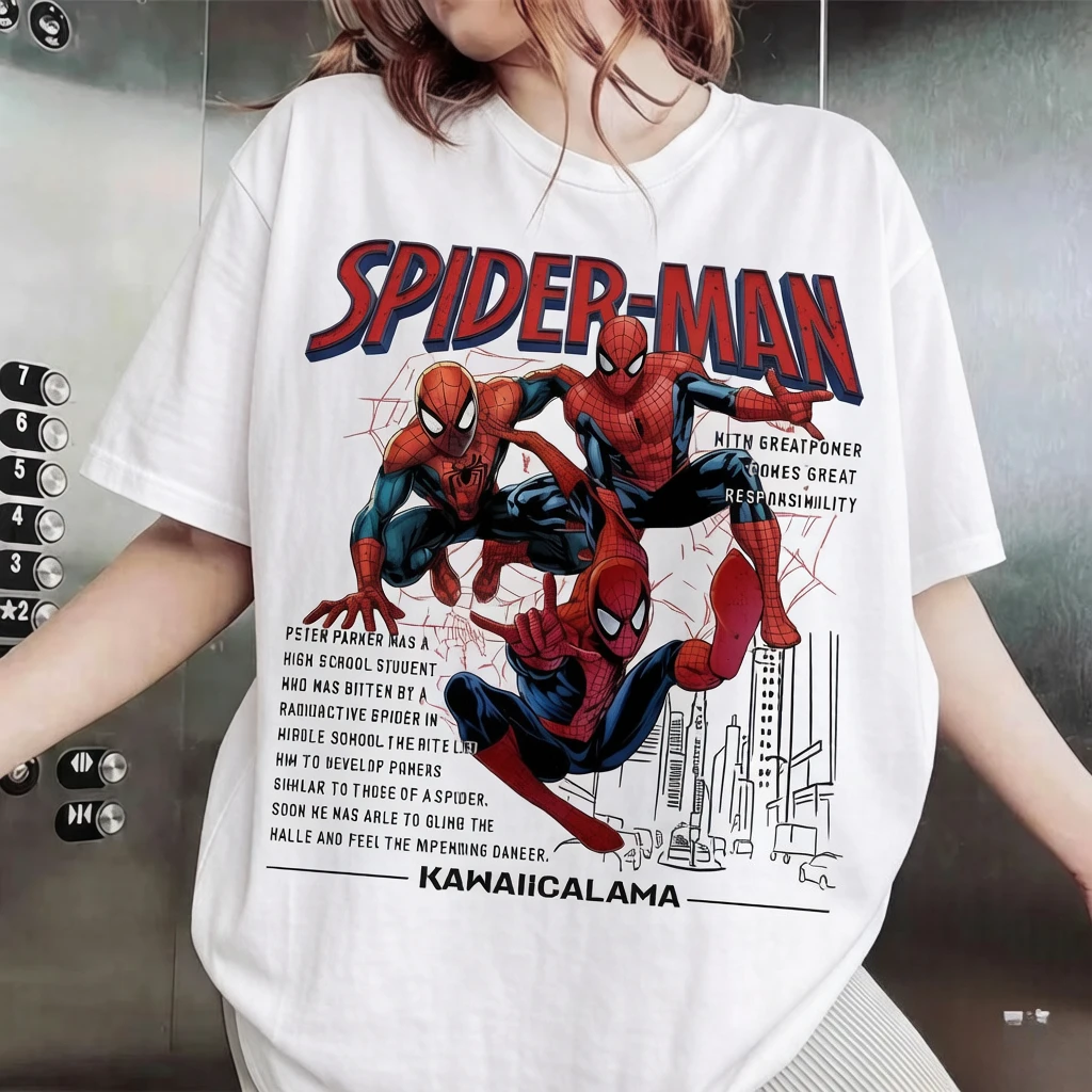 2026 New Movie Spider-Man Brand New Day Tom Holland Retro Print T Shirt Men Women Y2K Harajuku Loose Casual Tee Street Fashion view 3
