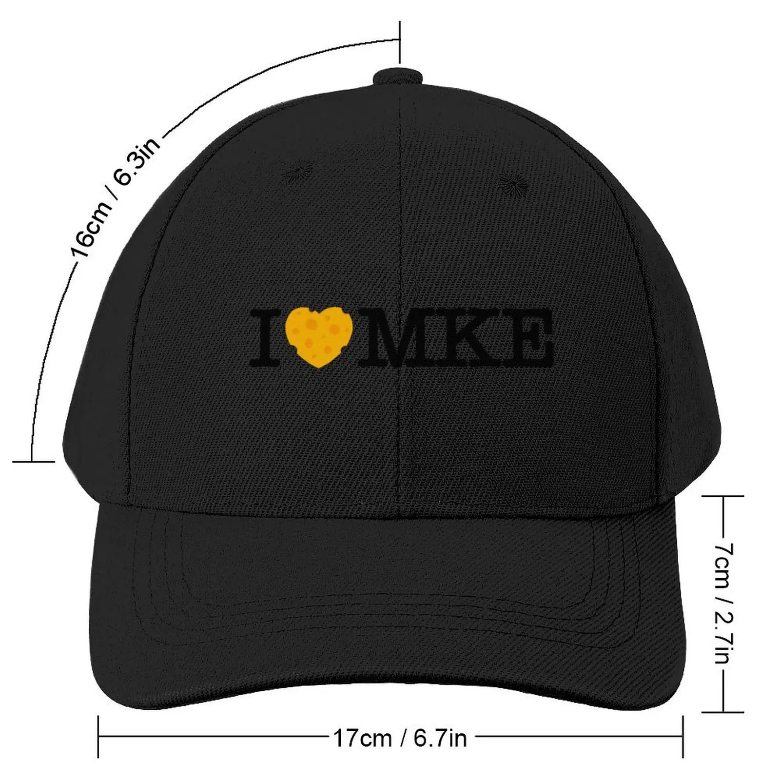 I Love Milwaukee - I heart MKE with Cheese Baseball Cap Luxury Brand Uv Protection Solar Hat For Man Women's