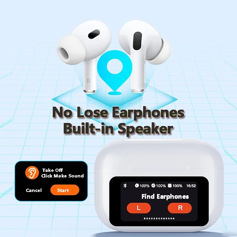 Remax Touch Control Wireless Earphones Bluetooth 5.4 TWS Earbuds Noise Canceling Reduction With Screen HiFi Music ENC Stereo