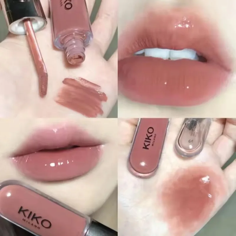 Kiko Unlimited Double Touch Liquid Lipstick Transparent Mirror Lip Gloss Oil Sexy Rich Paste Naked Milk Tea Currant Red Makeup