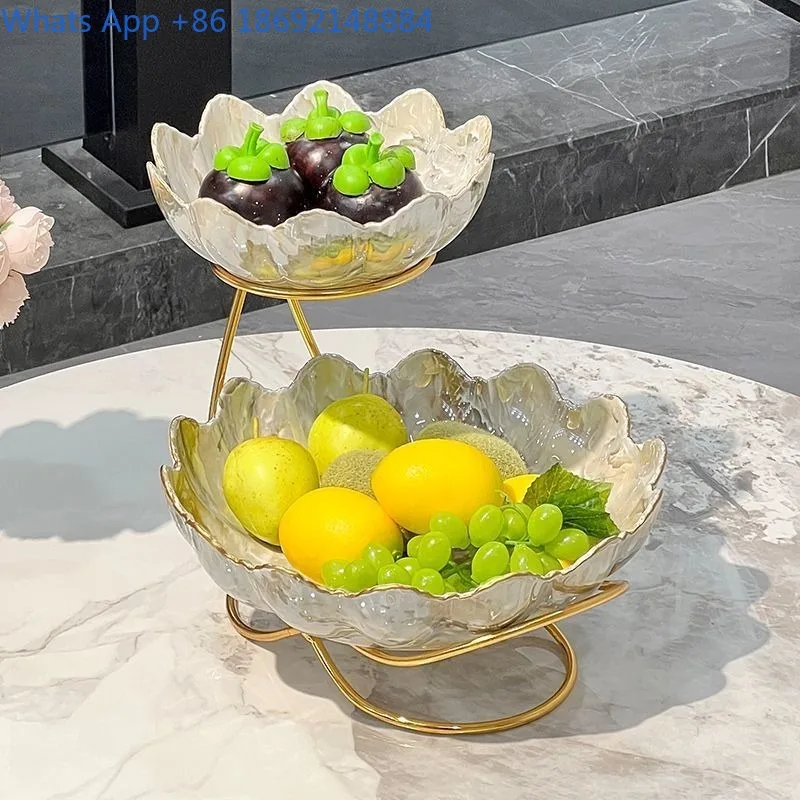 

Многоярусная керамическая тарелка для фруктов для гостиной и чайной комнаты, тарелка для сухофруктов, подставка для торта, тарелка для десертов и закусок