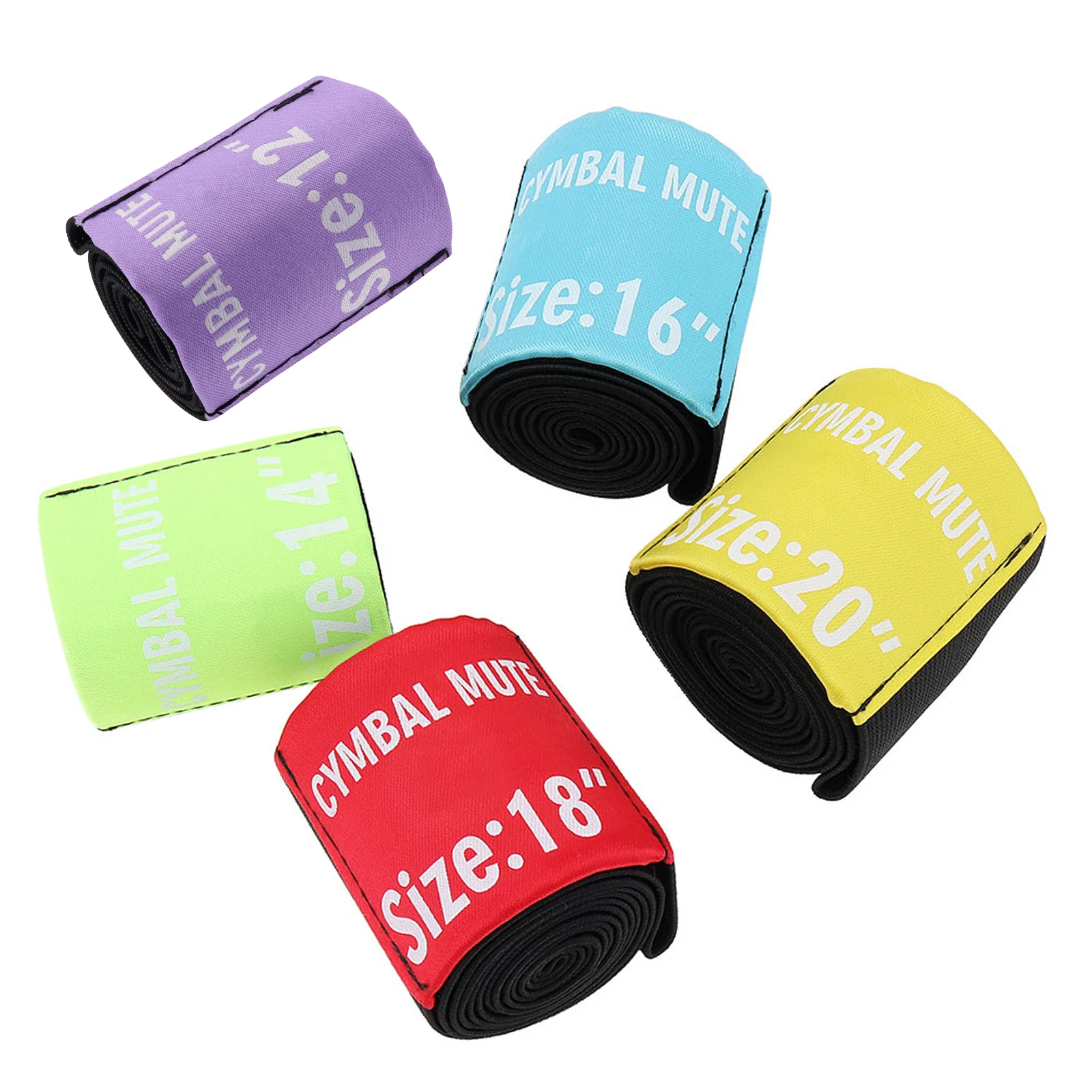5Pcs 12 14 16 18 20 inch Drum Cymbal Mutes Circle Ring Drum Practice Pad Elastic Belt Dampener Sound Stop Band Set