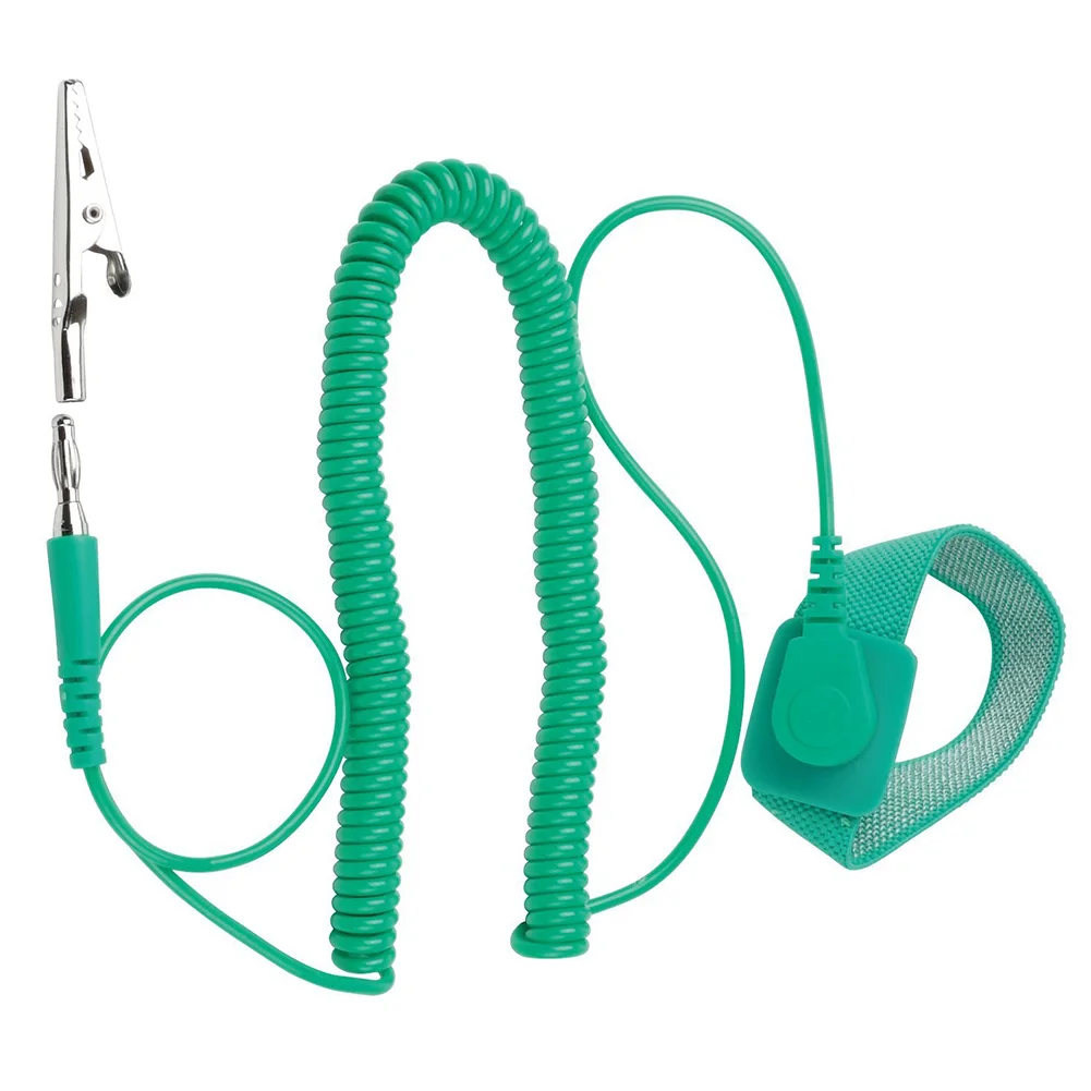 3m Adjustable Alligator Clip Discharge Cables Anti Static Wrist Strap Long Elastic Band Bracelet With Grounding Wire ESD