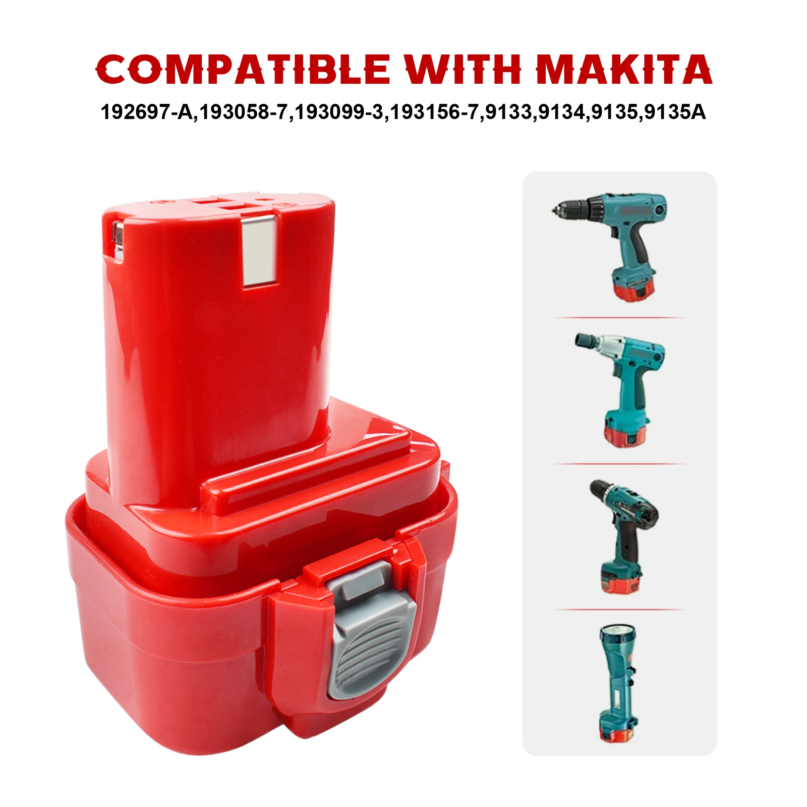 9.6V 4000mAh Replacement Battery For Makita PA09 9120 9134 9135 9135A 9102 6207D 6222D 6261D 6207D 192595-8 Power Tool Battery