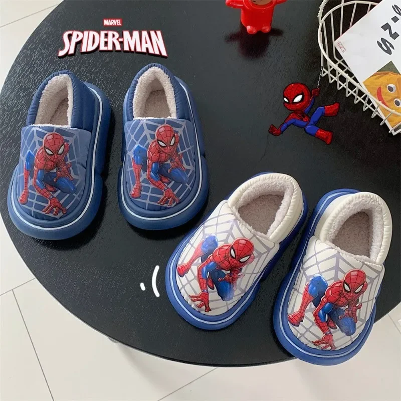 Marvel Spider-Man Cartoon All-Inclusive Cotton Shoes Personalized Boys Home Warm Anti-Slip Plus Velvet Cotton Slippers Wholesale