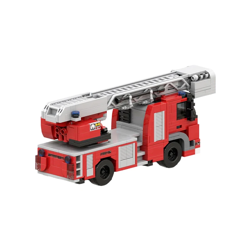 MOC Heavy-Duty City Emergency Fire Ladder Truck Building Blocks Set Rescue Service Vehicle Construction Model Adult Gift
