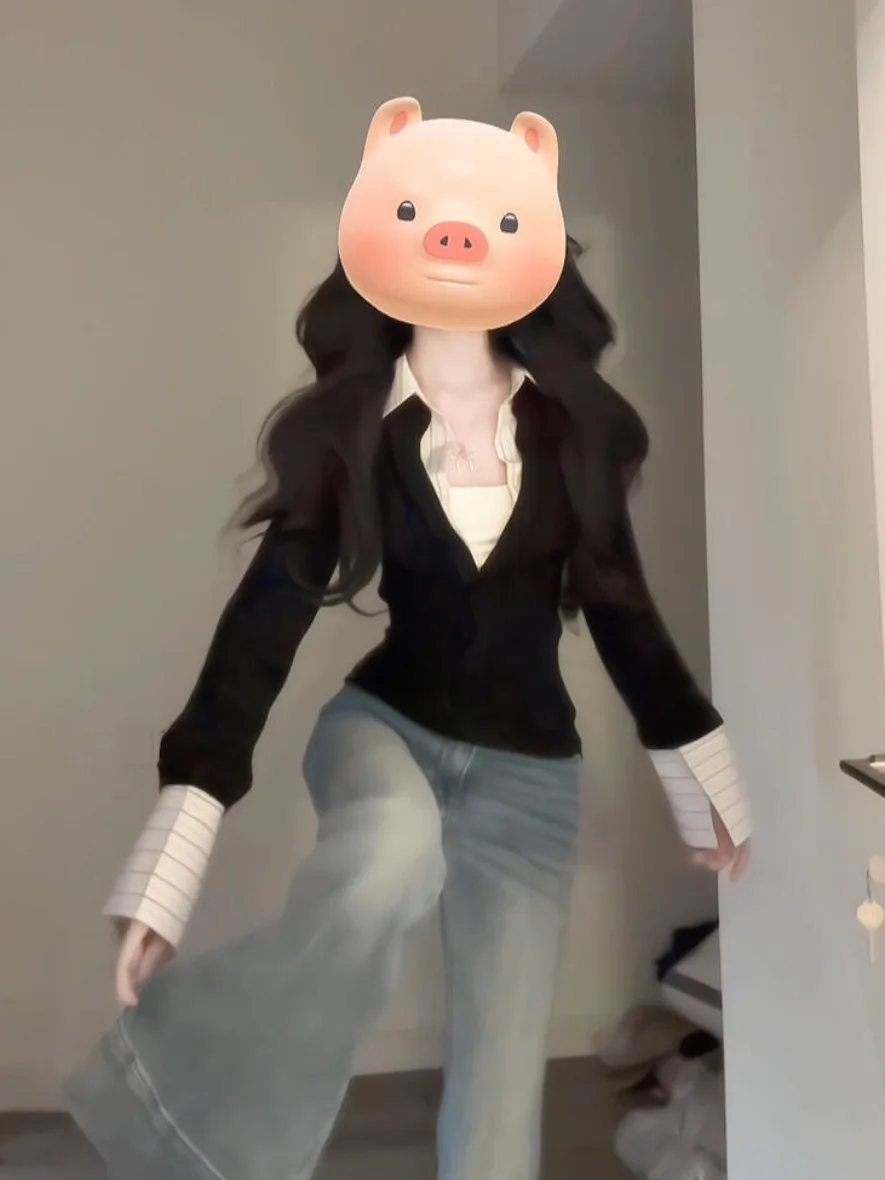 

Slim Fit Ne Base irt Long Sve Women's Faion Korean Sle Patchwork Two-Piece Look Sli Autumn Winter irt