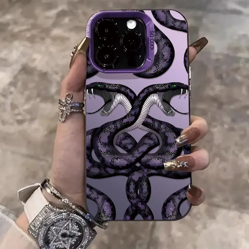 Lovely New Year Purple Snake Phone Case for Oppo Reno12 Reno11 Reno10 Reno8 Reno7 Reno6 Reno5 Z F T Pro Plus 4G 5G Matte Cover