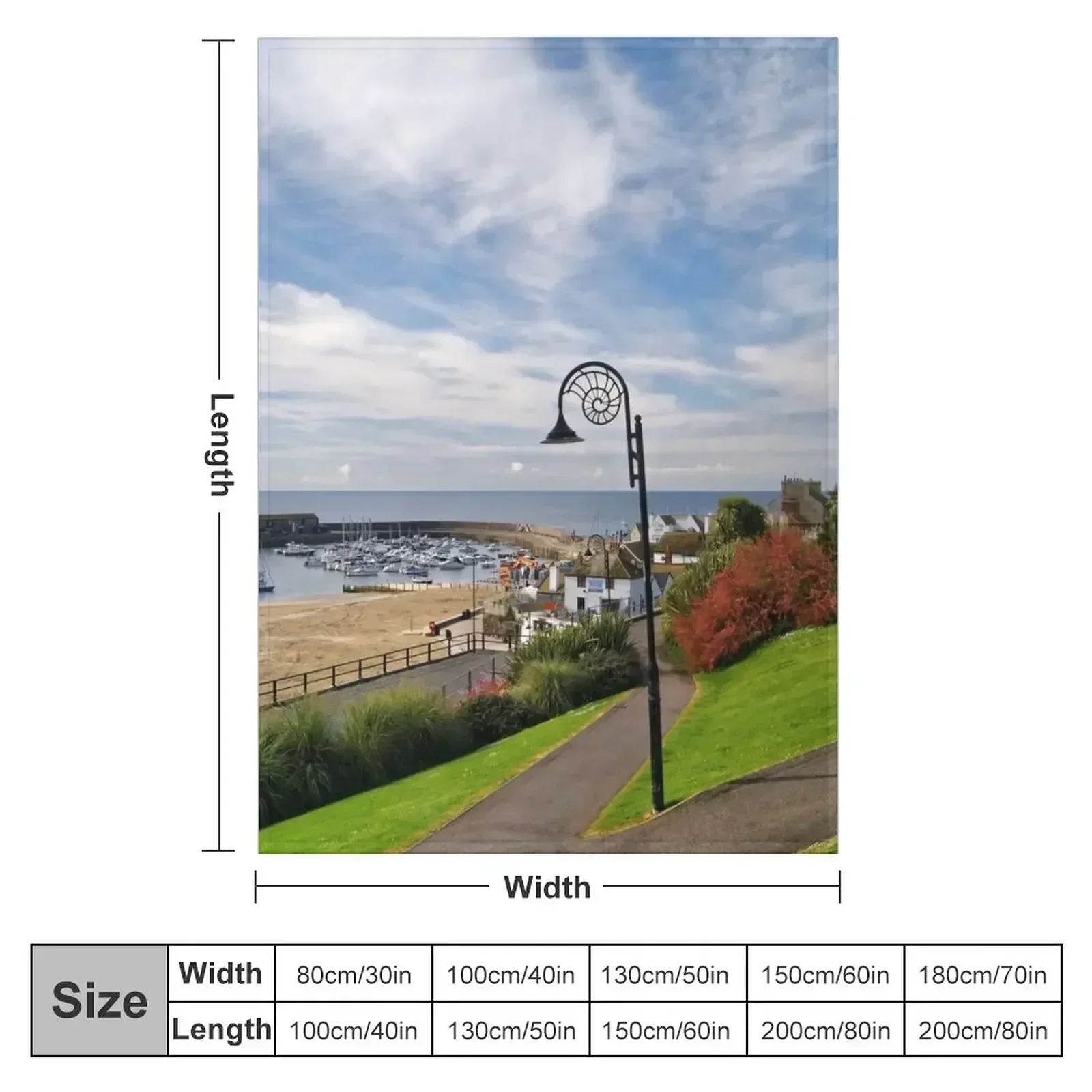 Lyme Regis Harbour from Langmoor Gardens Throw Blanket couch cozy soft plush fuzzy picnic outdoor blanket