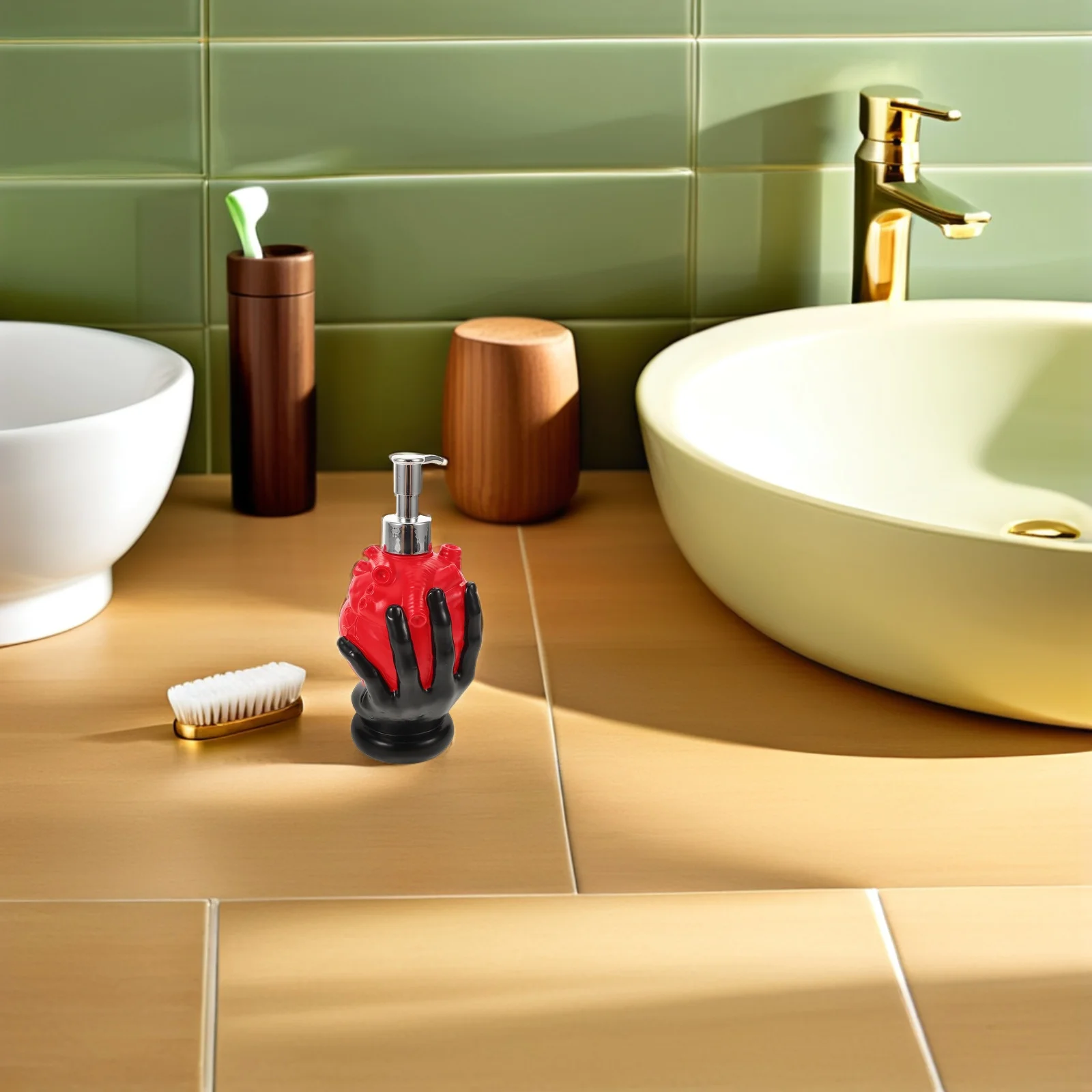 موزع الصابون على شكل قلب القوطية اليد عقد زجاجة مضخة تشريحية للحمام بالوعة المطبخ ديكور الهالوين Macabre