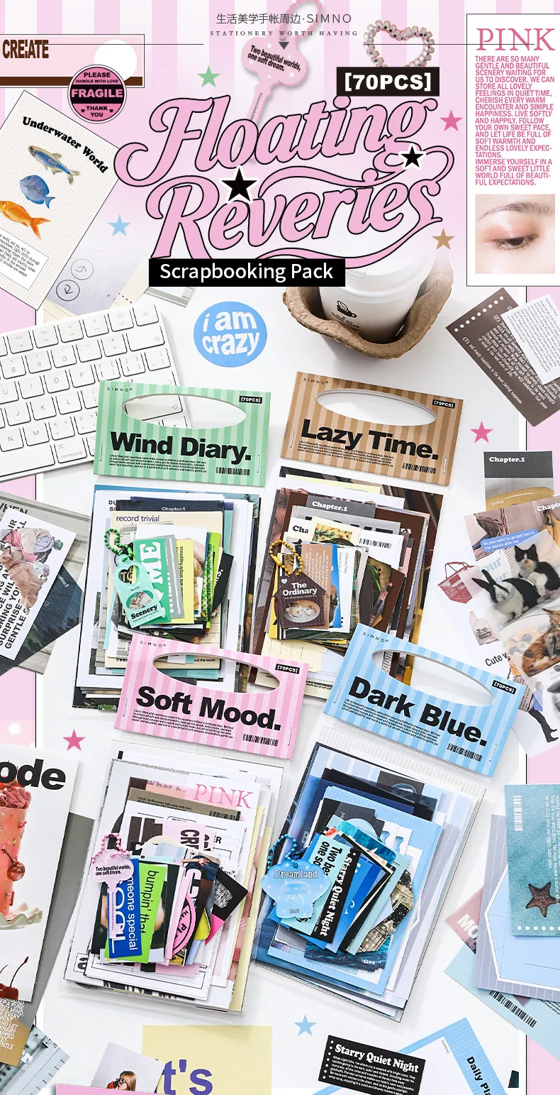 TIANZI 70 pcs Garden Post Office Collection Light Paper Material Pack DIY Handbook Collage Journal Notebook Scrapbook Envelope