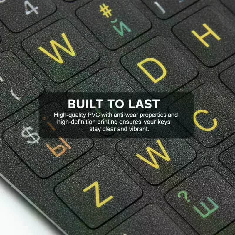 Ukrainian Alphabet Keyboard Stickers Durable Black Layout for Laptop Easy Apply for Typing Learning