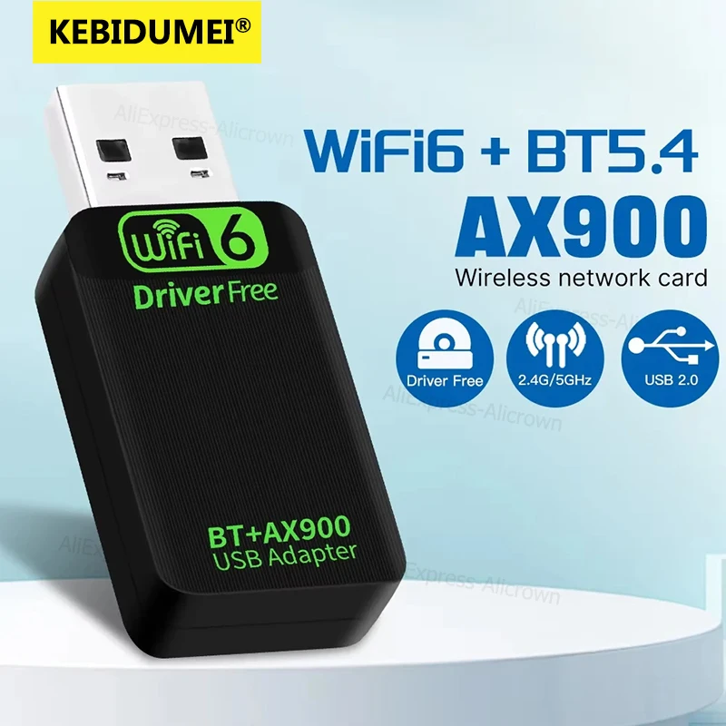 

900 Мбит/с USB Wi-Fi Wlan-приемник Bluetooth 5.4 Адаптер 2в1 Dongle Двухдиапазонный 2,4G 5 ГГц USB Wi-Fi 6 Сетевая карта DRIVER FREE