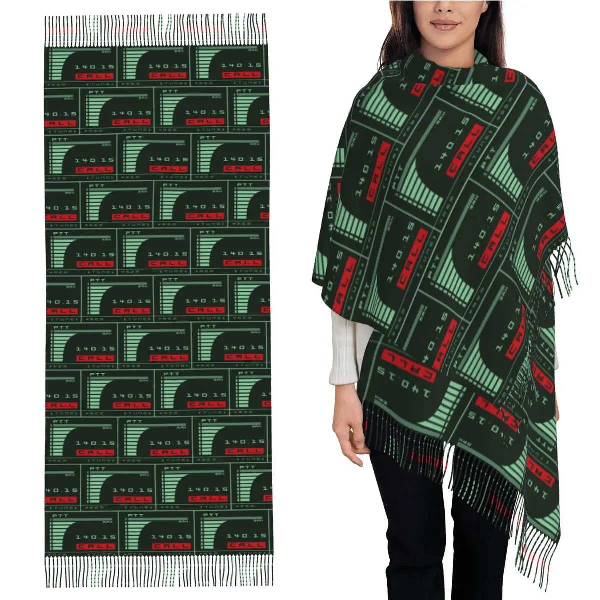 

Однокодельный экран Metal Gear, вдохновленный Kojima's MGS, шарфы с кисточками для женщин, шали и накидки, большая осенне-зимняя шаль