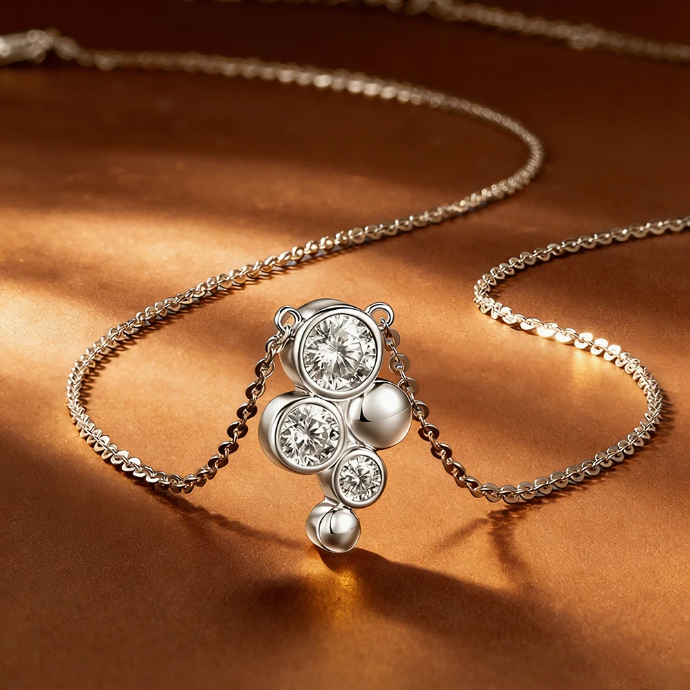 

Anziw 925 Silver 5mm&4mm&3mm D-E Round Moissanite Pendant Necklace for Women Adjustable Chain Fine Jewelry 2026 Trend Gift GRA