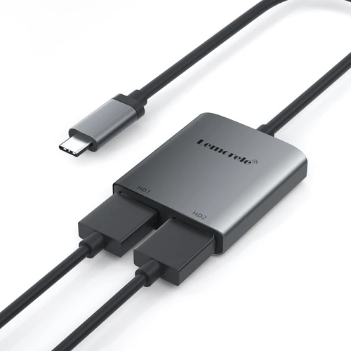 Lemorele-Hub con 2 puertos USB C a HDMI Dual, 4K, 60HZ, expansión de pantalla Dual, estación de acoplamiento tipo C para Macbook, ordenador portátil, teléfono móvil y PC