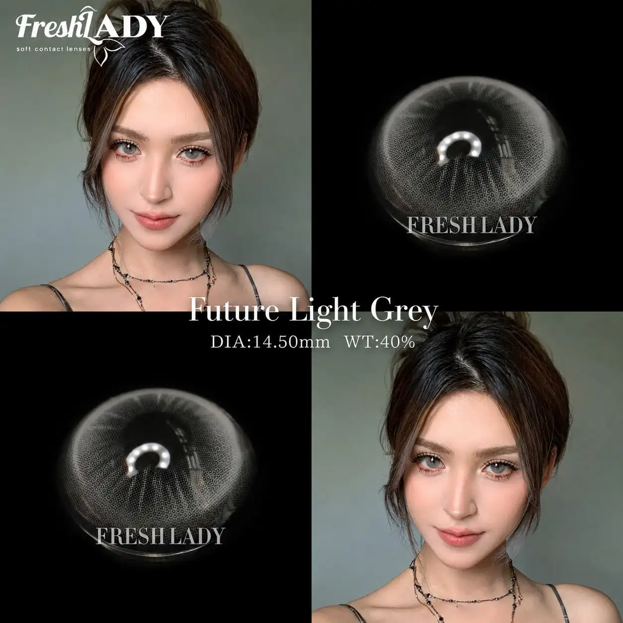 Freshlady 1 Paar Braune Kontaktlinsen Natürliche Graue Pupillen Augen Kontaktlinsen Große Augen Weiche Linsen 14,50mm Jährliche Verwendung – Detail 6