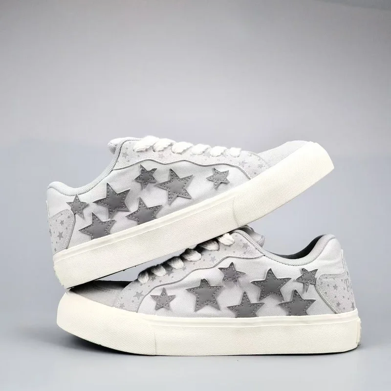 Men Low Top Skate Shoes Star Chinese Style Niche Trendy Vulcanized Sneakers Grey Leopard Size 38-44