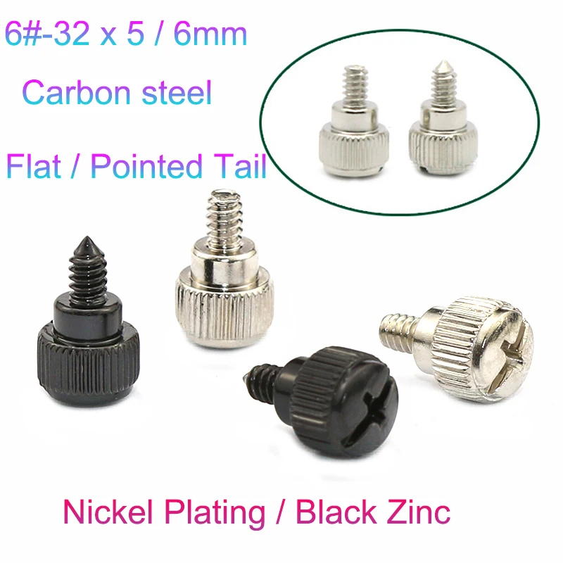 20-200pcs 6#-32 Slotted Phillips Head Hand Tighten Thumb Screw Bolt Thumbscrew for PC Computer Case Cover DIY Flat/Pointed Tail