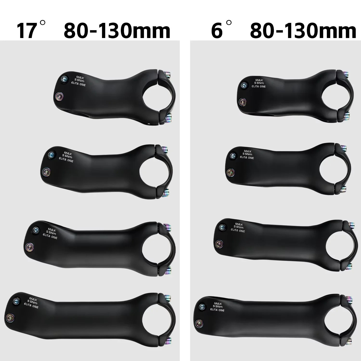 Elitaone Fahrradvorbau aus Carbon, ultraleicht, 120 g, MTB/Rennrad, -6-Grad-Vorbau, 60–120 mm – Detail 5