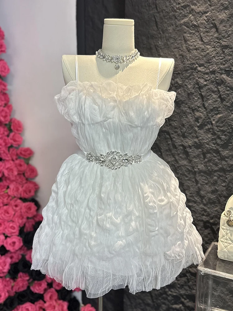 REDDACHiC المرأة القوس قطار توتو ثوب الماس حزام الأبيض الدانتيل يصل حمالة مشد فستان قصير الأميرة عيد ميلاد ملابس للحفلات #5
