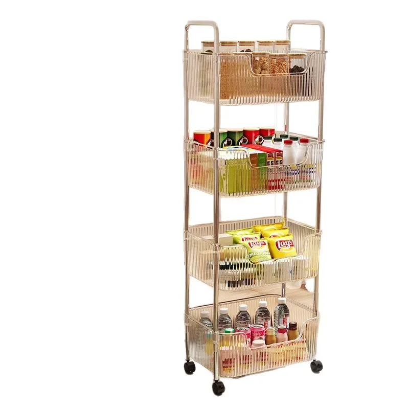 

Acrylic snack rack floor-to-ceiling multi-layer removable trolley cosmetic cabinet bedroom living room storage rack