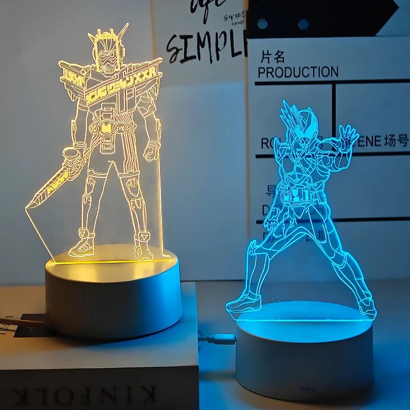 

In Stock Masked Rider 3Color Changing Light Night Light Anime Peripheral Bedroom Decoration Ornaments Birthday Gift Anime Model