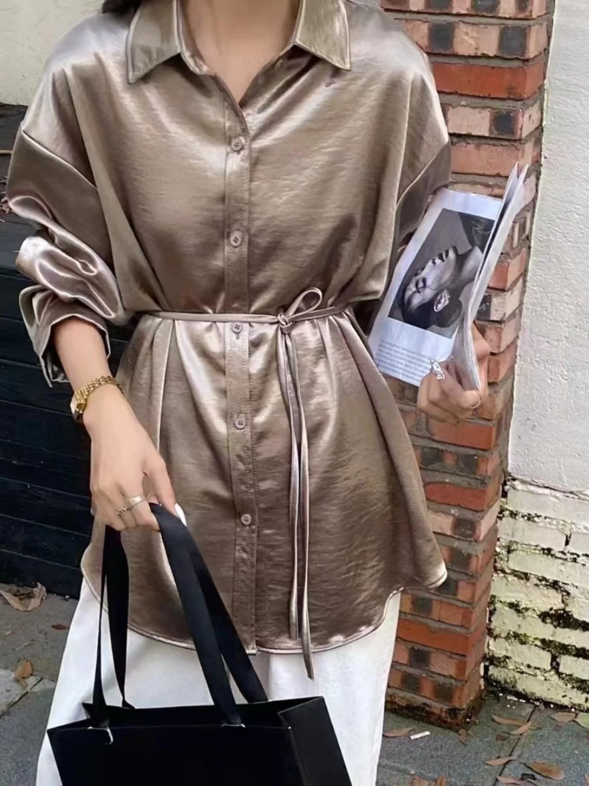 

Яркий бархатный женский воротник irt, свободный ленивый с поясом, утягивающий мягкий драпированный универсальный топ для поездок на работу, длинный све