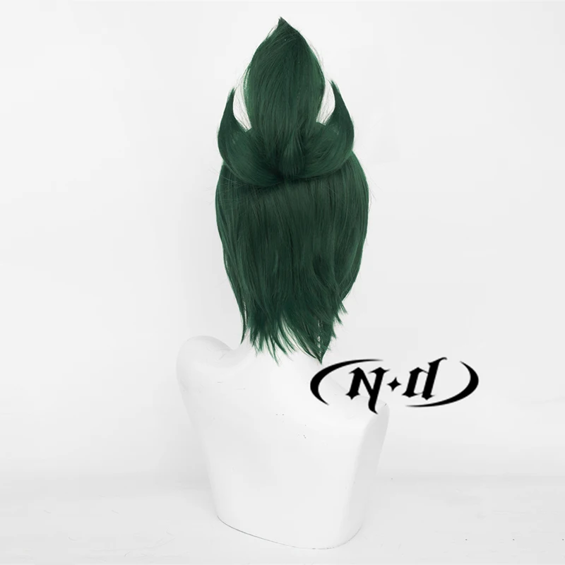 ND Overwatch Cosplay Pruiken Kiriko Cosplay Donkergroen Haar Pruiken voor Game Comic Con Coser Kostuum Partij Hittebestendige Synthetische