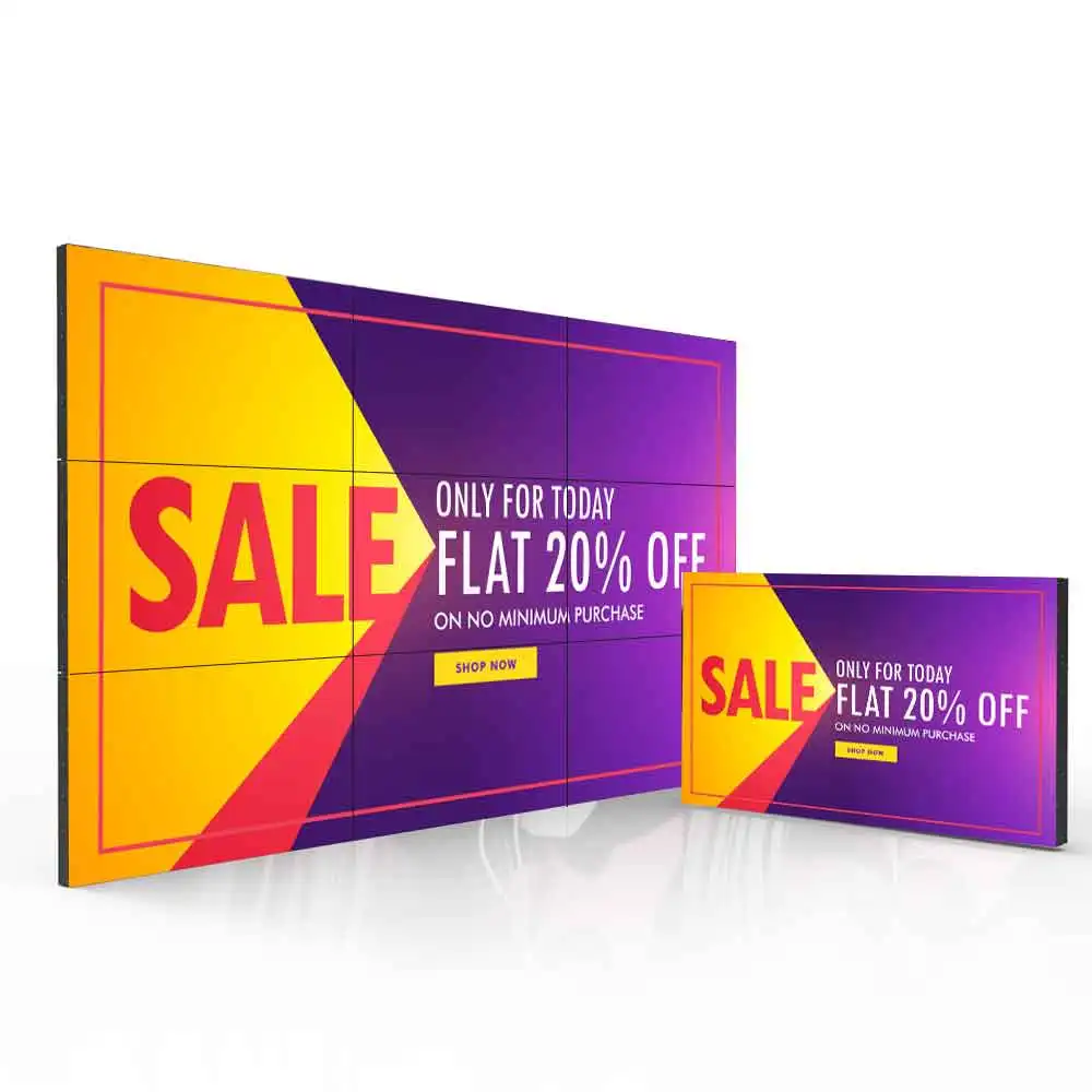 

46 49 55-дюймовая внутренняя видеостена 500 кд Яркость HD-дисплей Ультра узкий край 3x3 Сращивание экранов DID ЖК-видеостена