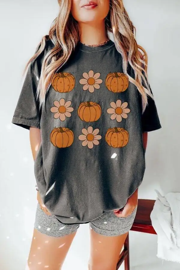 

Comfort Colors® vintage floral Pumpkins T-shirt, retro Pumpkin tshirt, cute