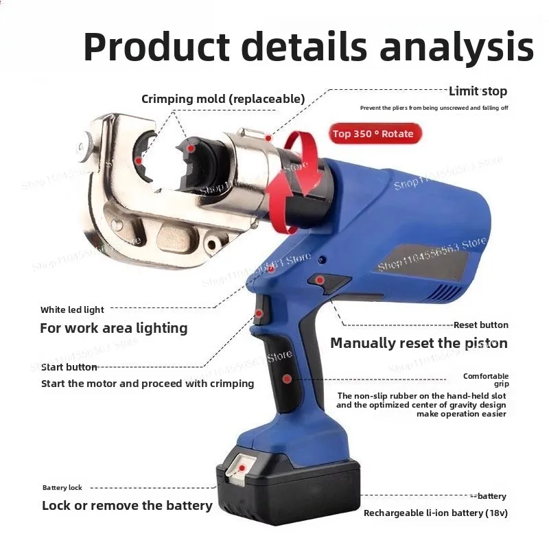 소형 전기 작업장 및 주택 개조 도구 – 기본 EZ300/400 2-in-1 충전식 크림퍼, 일상적인 전선 연결용