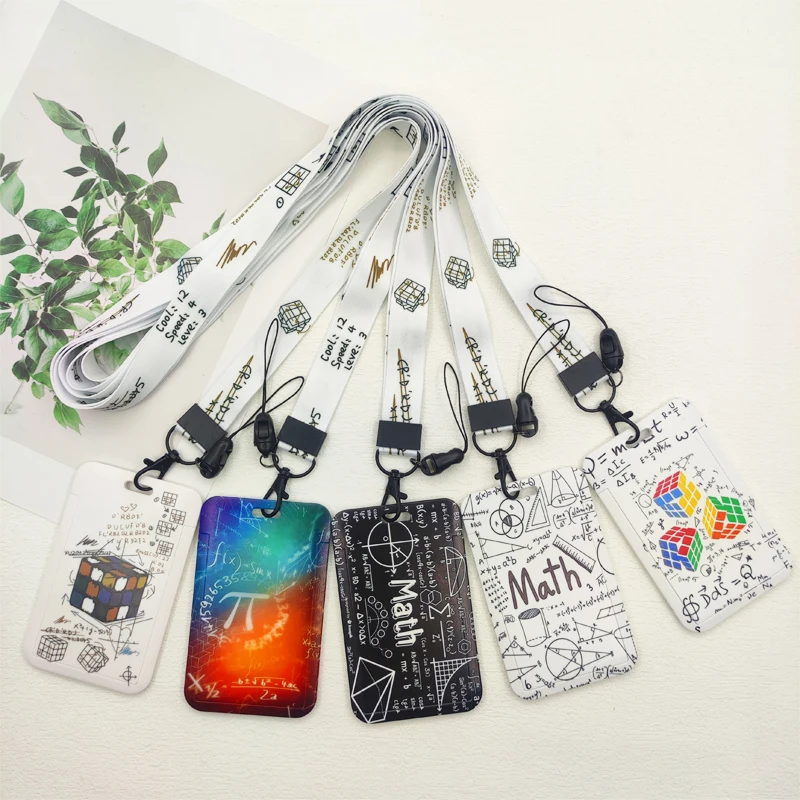Maths Game ID Badge Holder Lanyards Equation Door Card Holders Neck Strap Rubik's Cube Enthusiast Keychain Credential