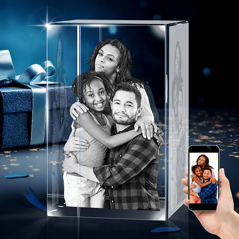 Customization Crystal Photo Frame Statue DIY Personazlied Picture Text on Crystal Cube Birthday Christmas Gifts Pets Souvenirs