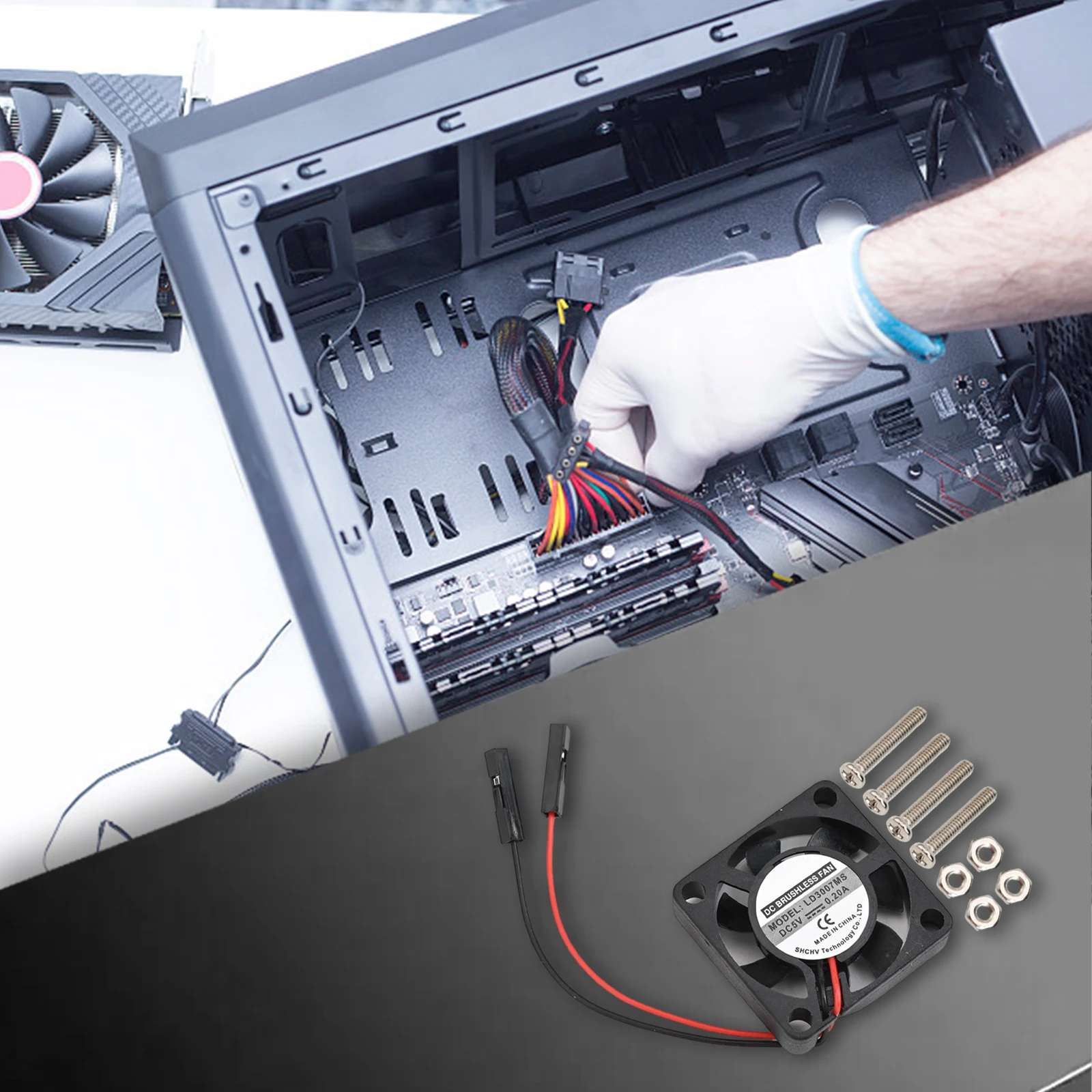 

30x30x7 Mm Quiet Cooling Fan Dual Speed Cooling Fan System Dual Speed Fan For CPU Cooling Separation Terminal Interface