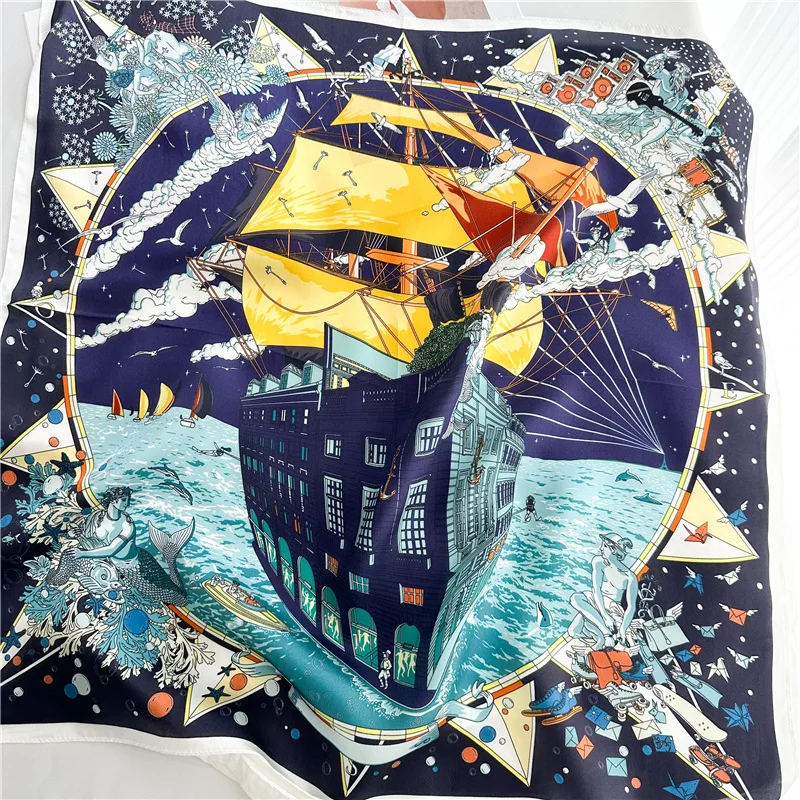 

Spring Soft Scarf 65CM Women Square Silk Bandanas Hair Neck Scarves Accessories Lady Foulard Femme 65cm*65cm Lover Gift