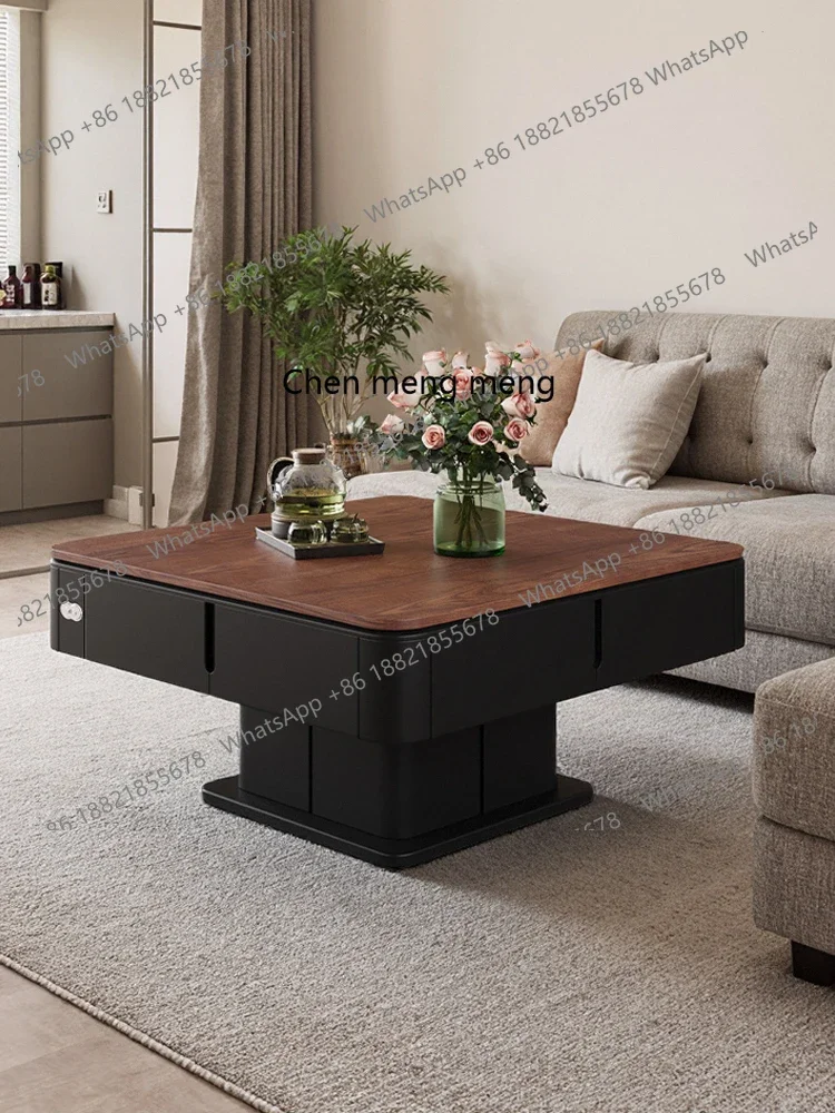 

Mahjong table tea table one-piece lifting retro multi-functional household dining table small automatic mahjong machine