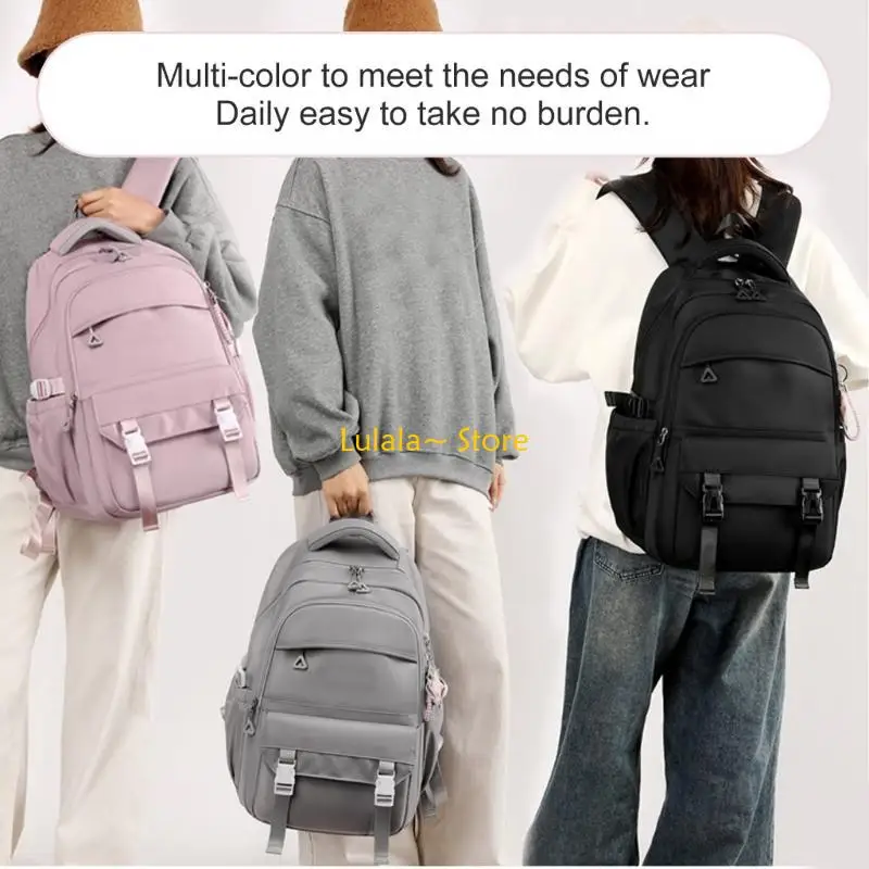 

Y4QA Simple Stylish Backpack with Stylish Charm for Students Large Capacity Adjustable Wide Shoulder Straps School Book Bag