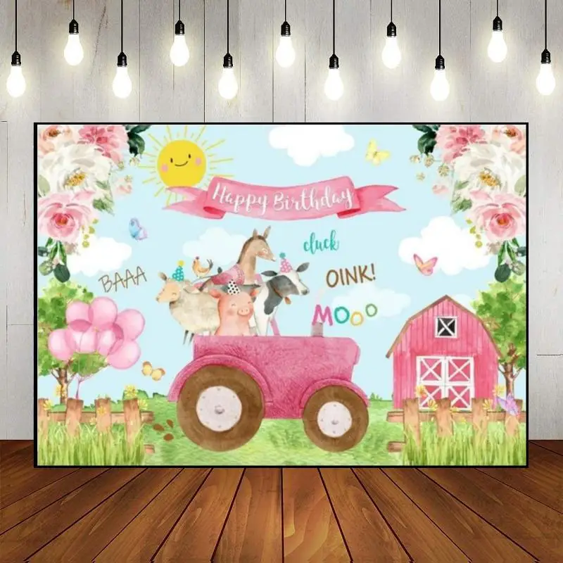 Farm Background Photo Decoration Photography Backdrops Animals Birthday Livestock Shelters Baby Shower Party Custom Backdrop Cow