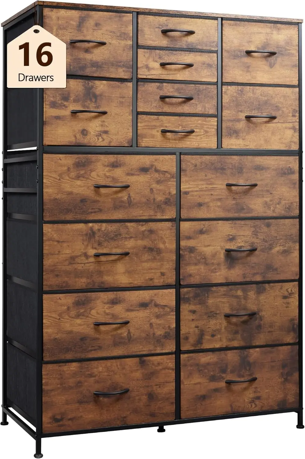 WLIVE Tall Dresser for Bedroom, Fabric Dresser Storage Tower with 16 Drawers, Chest of Drawers Organizer Unit, Storage Cabinet,