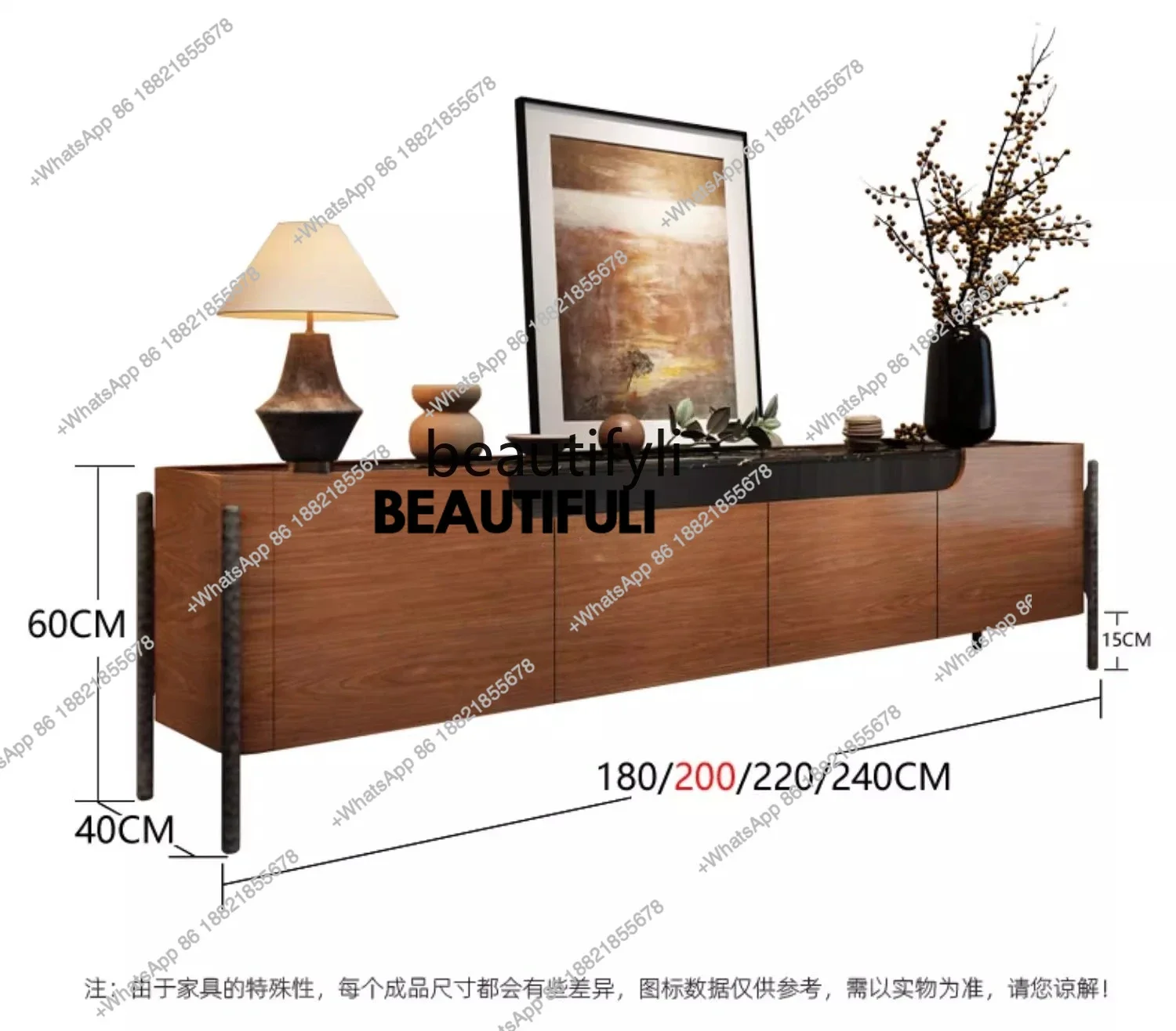 ss8350 Light luxury solid wood TV cabinet designer French retro villa living room marble medium antique style, floor cabinet