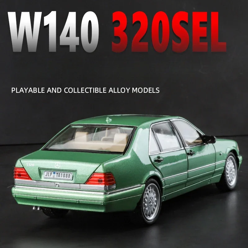 1:24 Mercedes-Benz W140 320SEL High Simulation Diecast Car Metal Sound Light Alloy Model Car Children's Toys Collection Gifts