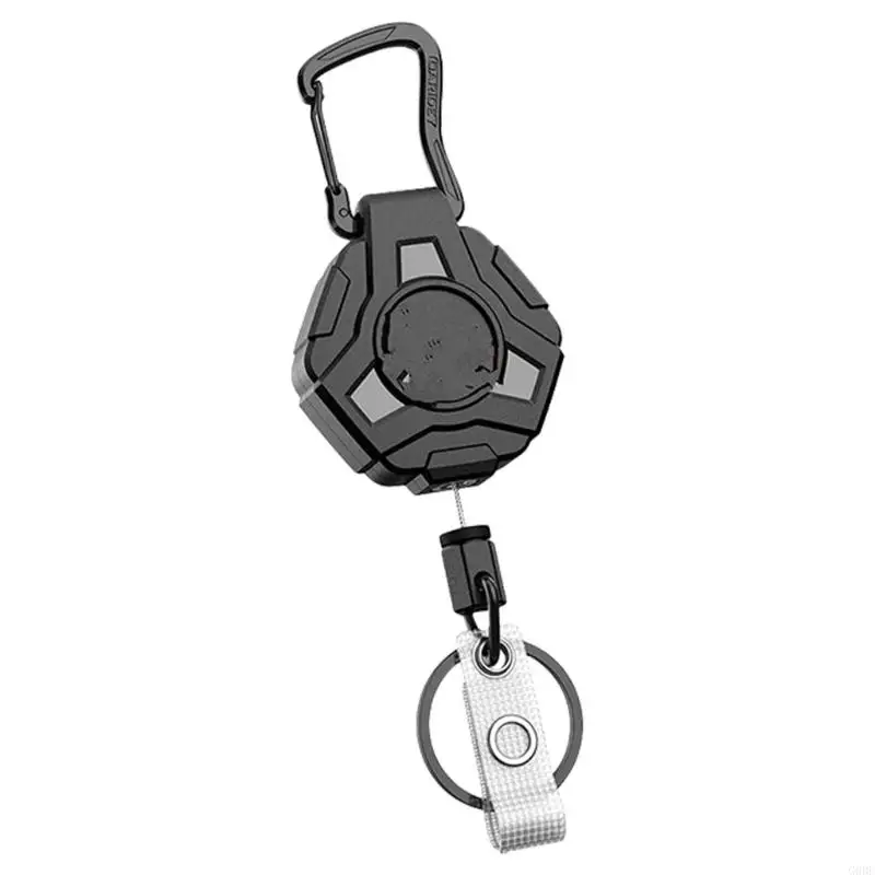 G6DE Retractable Pull Badges Holder Steel Wire Rope Buckles Key Holder Reel Carabiner Keychains Outdoor Keychains Tool