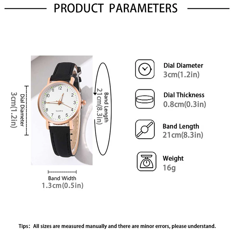 Часы наручные женские с круглым циферблатом, модные повседневные Простые кварцевые, с кожаным ремешком, чёрные с сердцем