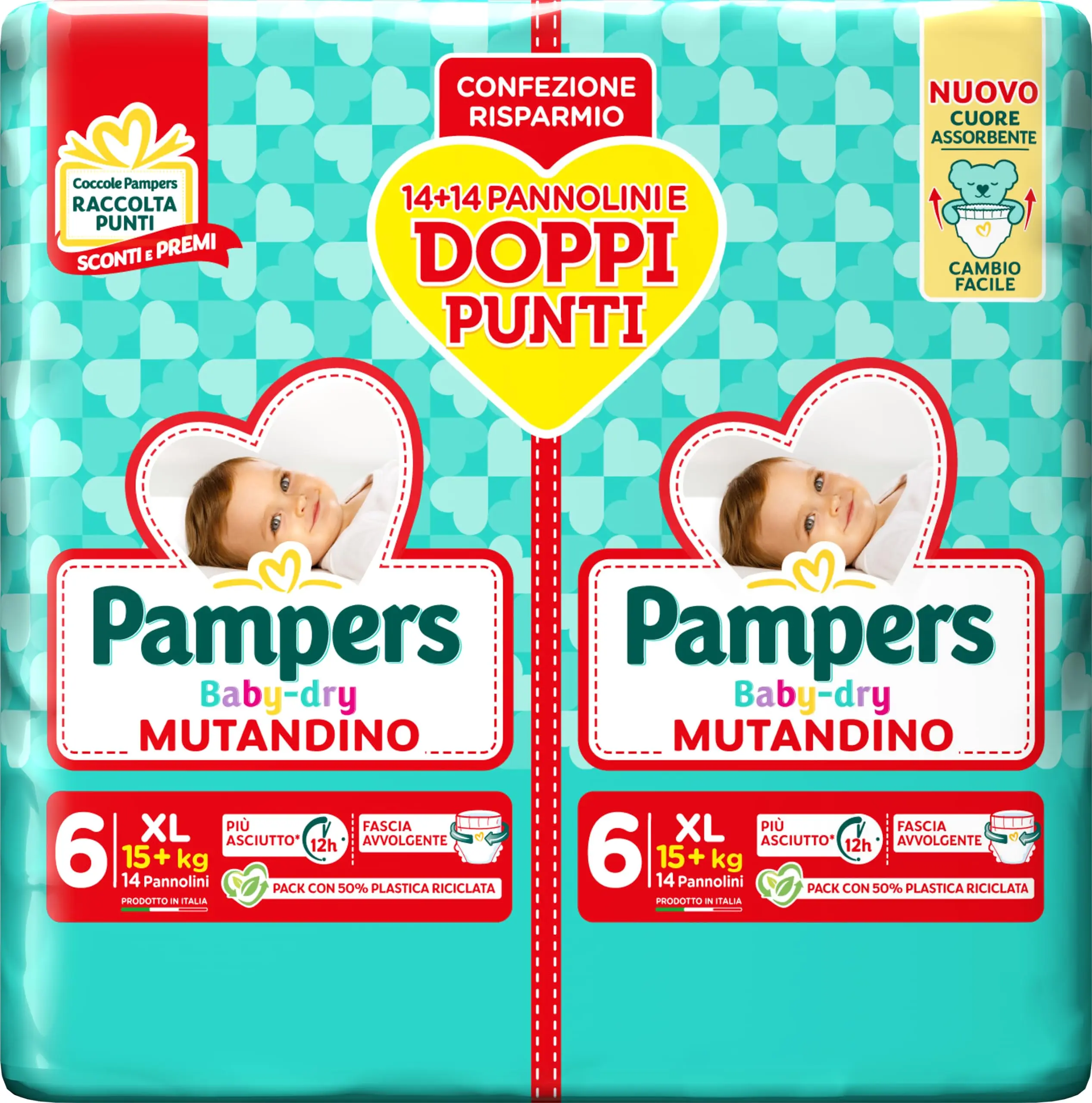 Calcinha extragrande Pampers Baby Dry, pacote duplo DWCT, tamanho 6 (15 + kg), 28 fraldas